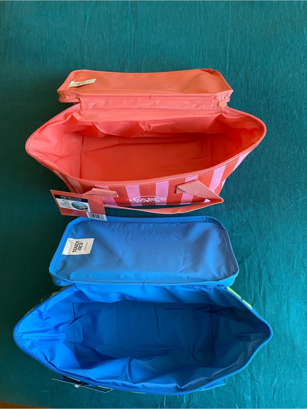 Trader Joe's Insulated Mini Bag - Coral and Blue Stripe Options - Picture 2 of 7